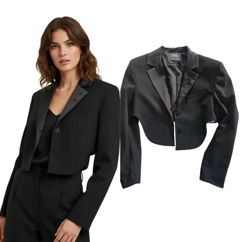 Blazer corto negro Zara elegante - 2