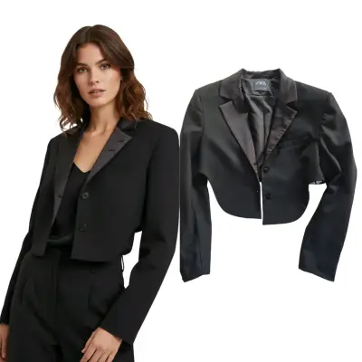 Blazer corto negro Zara elegante - miniatura 2