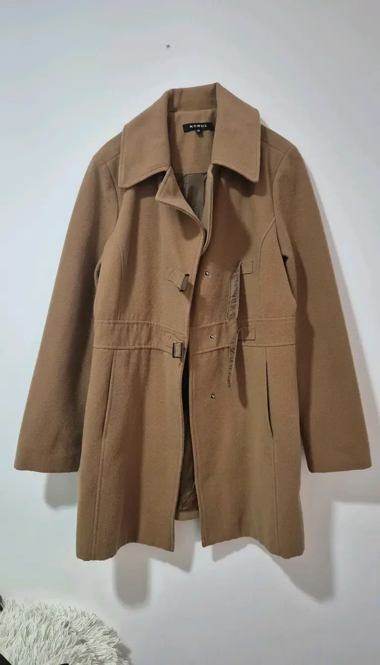 Abrigo marrón de lana para mujer - 1