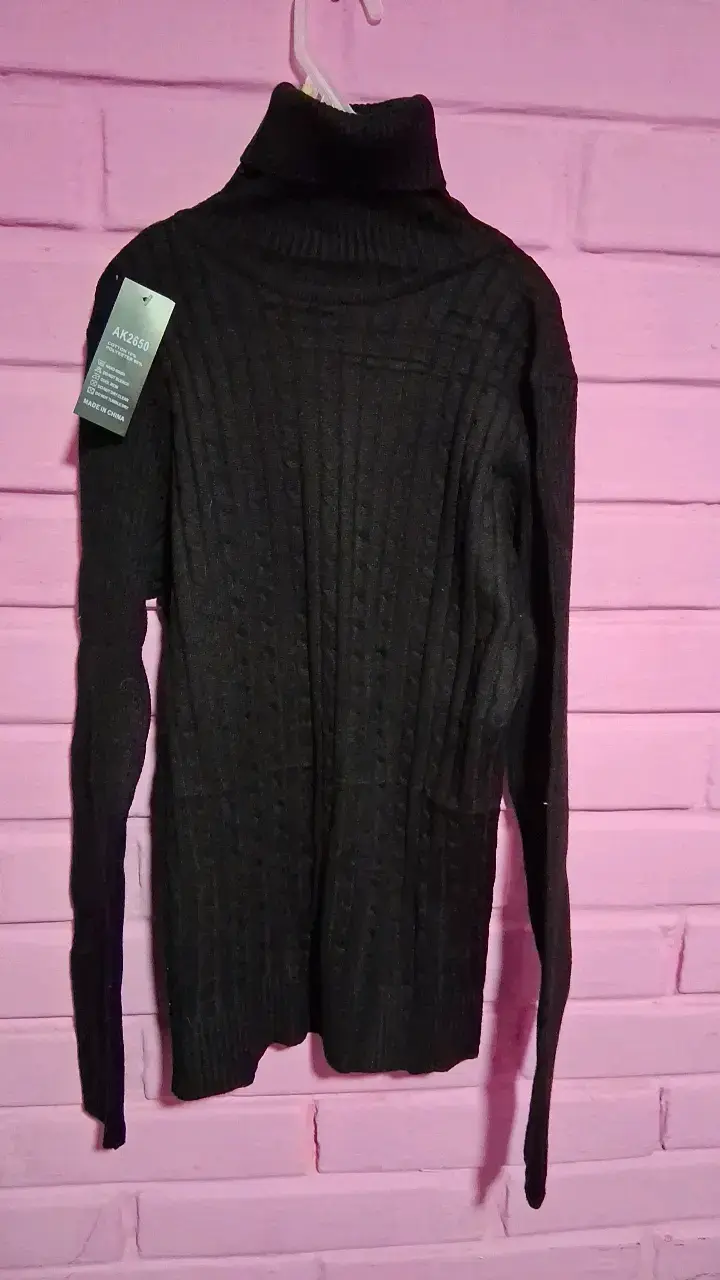 Suéter de cuello alto negro para mujer - 1