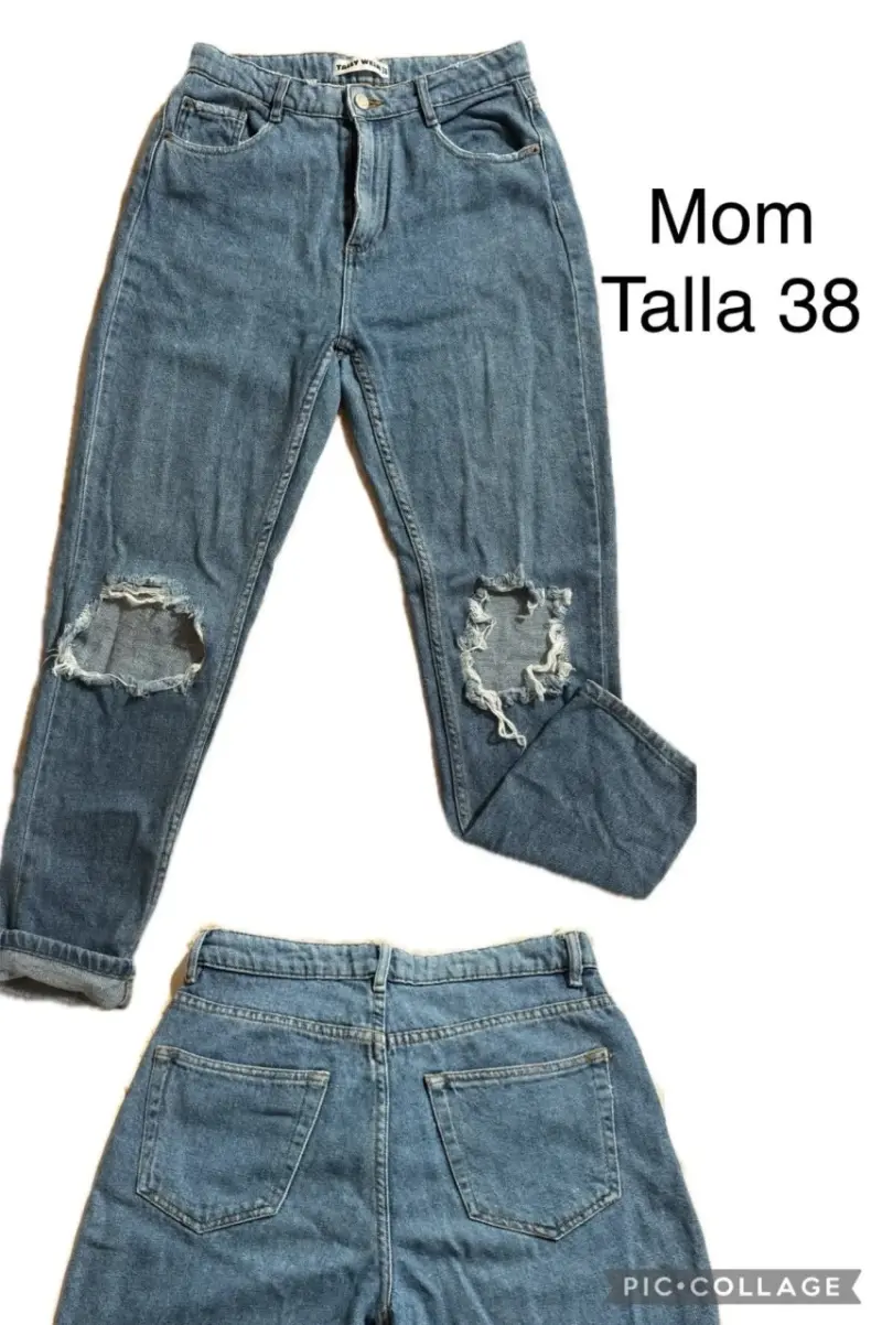 Jeans Mom Talla 38 con Roturas