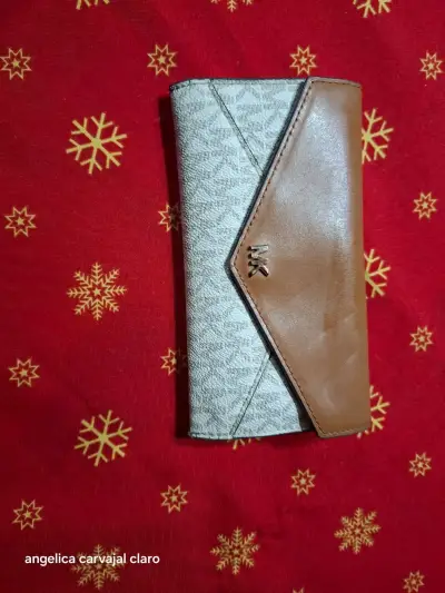 Billetera de cuero y tela MK elegante - miniatura 1