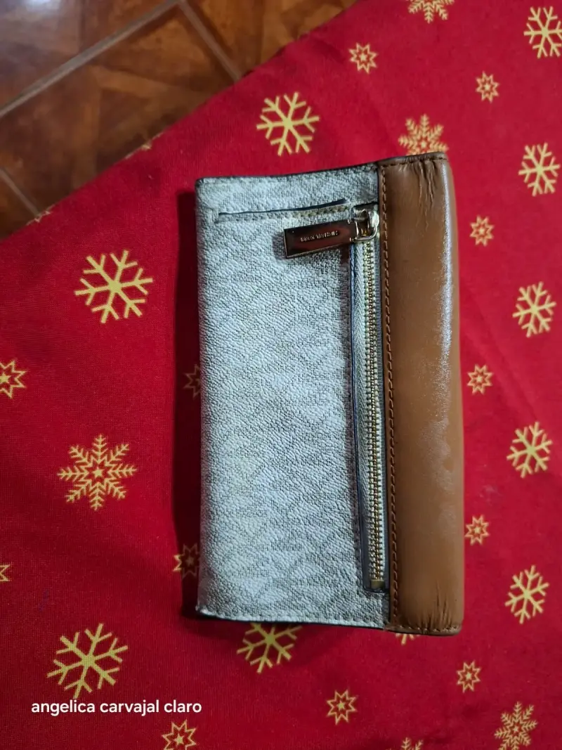 Billetera de cuero y tela MK elegante - 2