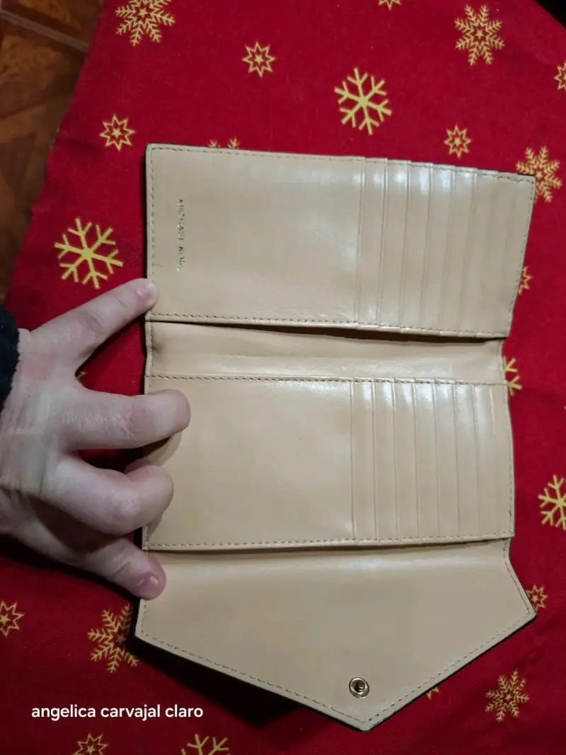 Billetera de cuero y tela MK elegante - 3