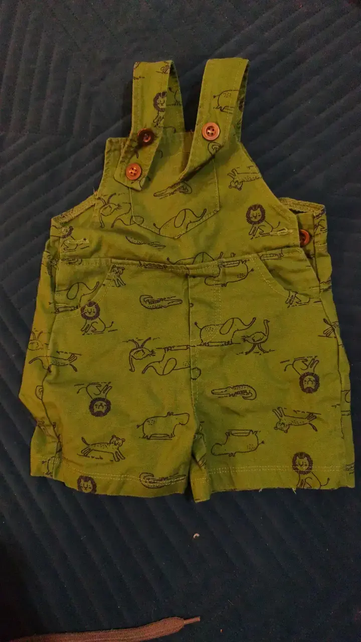 Jardinera infantil verde con estampado de animales