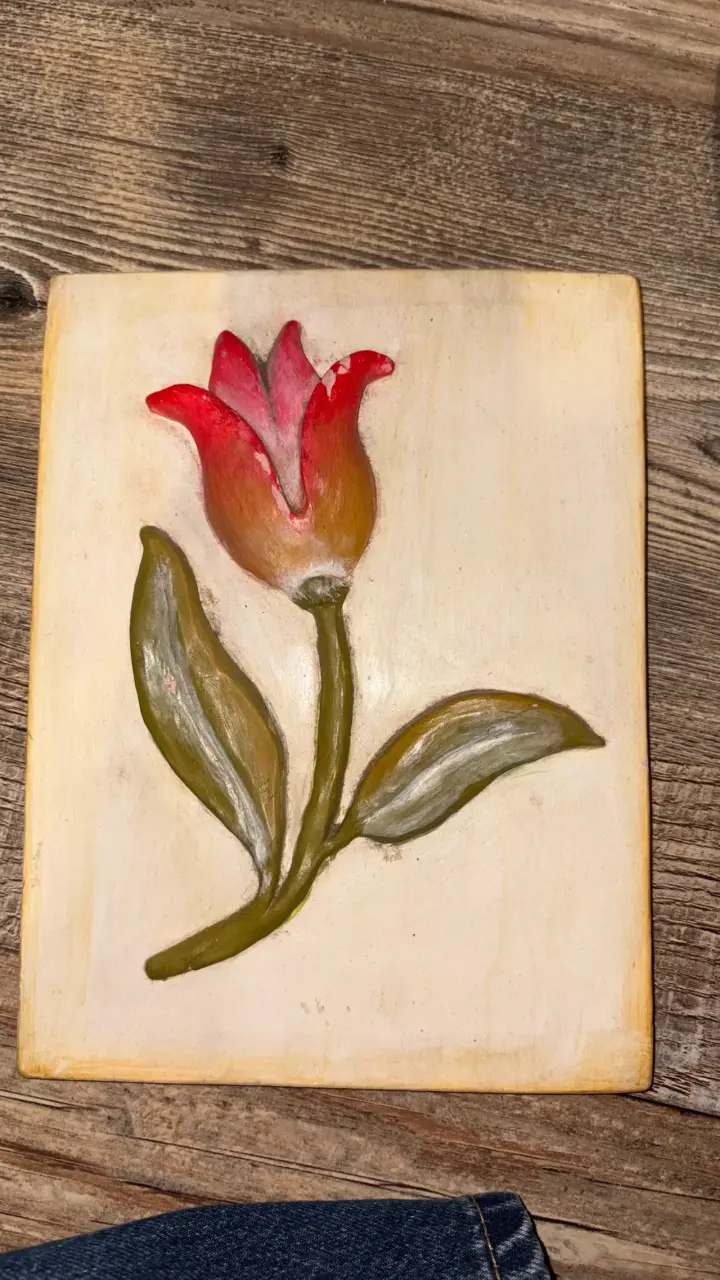 Cuadro decorativo de flor en relieve - 1