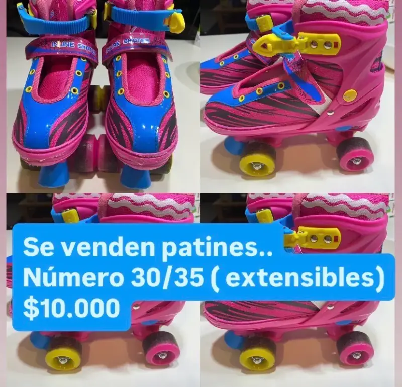 Patines extensibles para niños, color rosa y azul