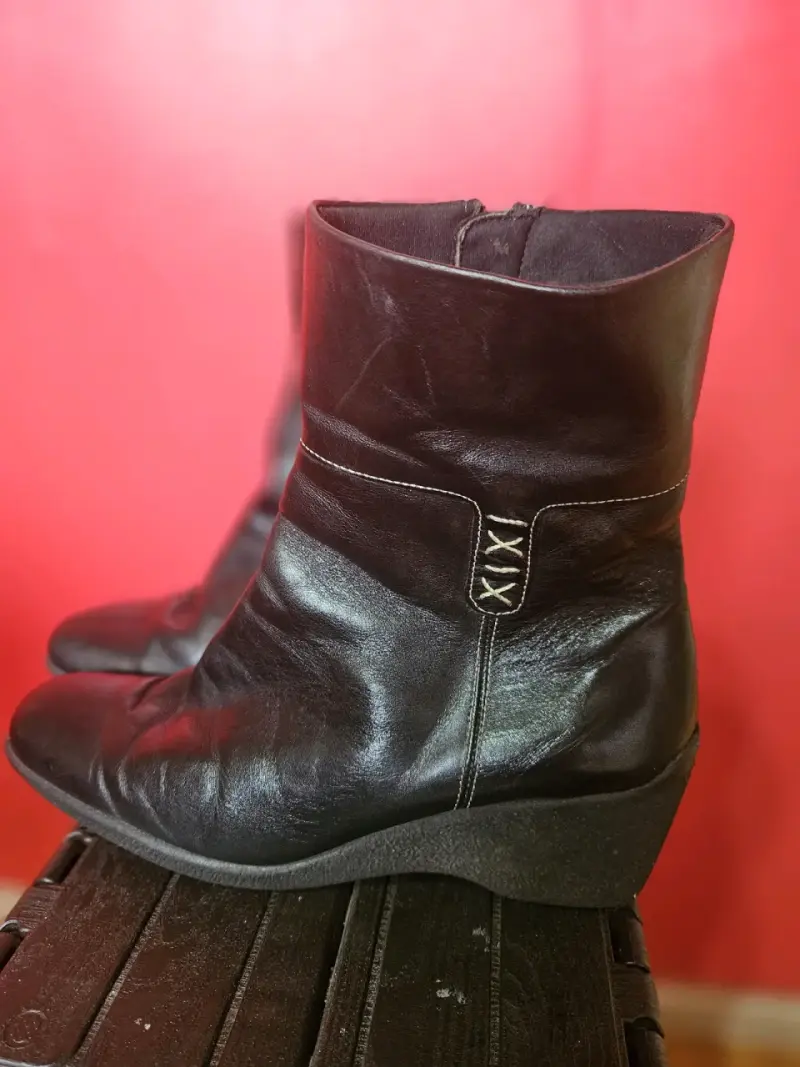 Botines de cuero negro con plataforma - 3