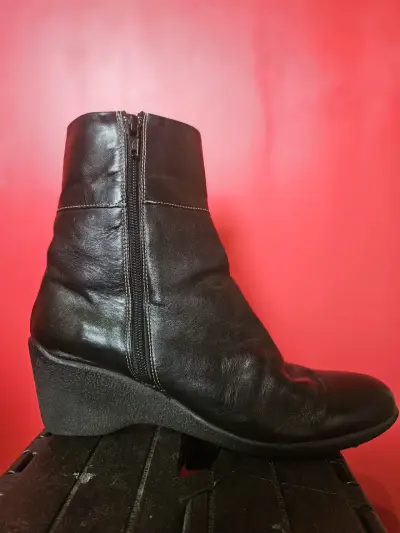 Botines de cuero negro con plataforma - miniatura 5