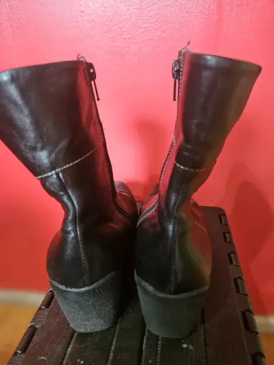 Botines de cuero negro con plataforma - miniatura 6