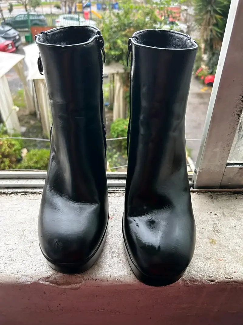 Botines de cuero negro con plataforma - 3