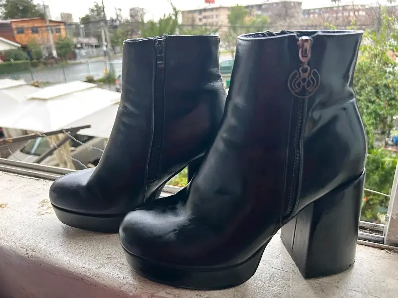 Botines de cuero negro con plataforma - 4