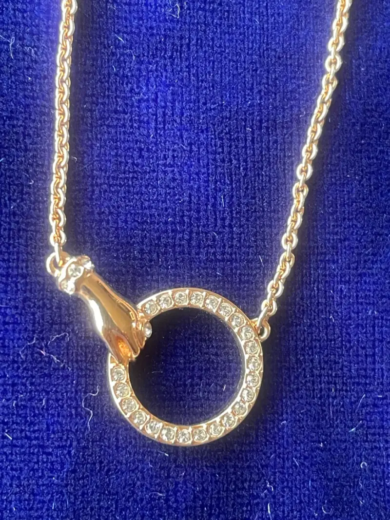 Collar Swarovski dorado con colgante circular - 3