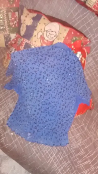 Polera corta azul con estampado de leopardo - miniatura 1