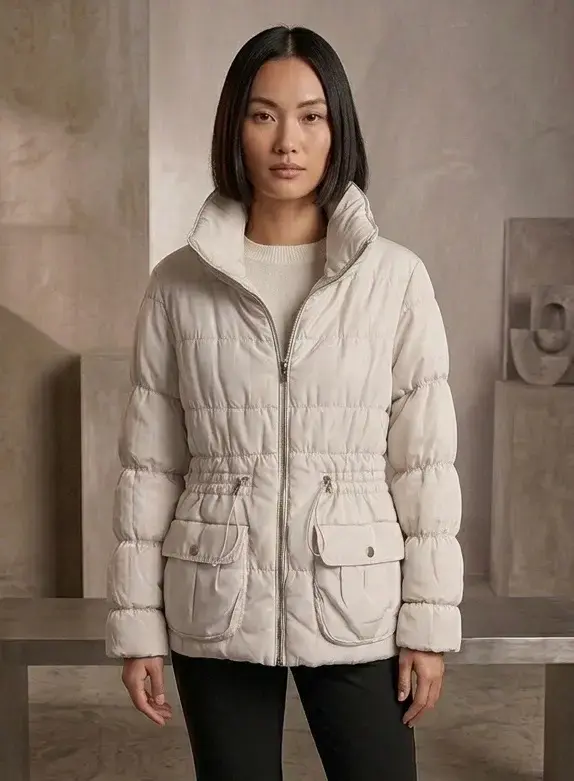 Parka acolchada color beige - 1