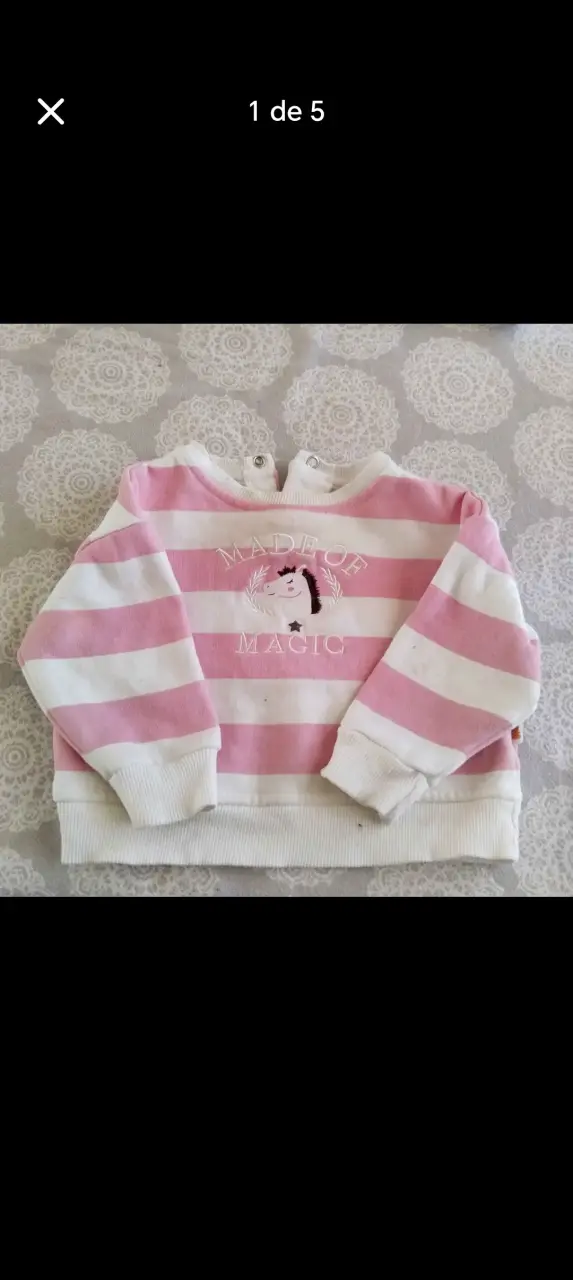 Polerón infantil rayado rosa y blanco - 1
