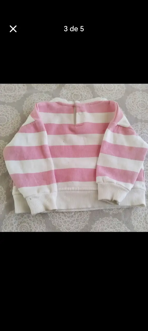 Polerón infantil rayado rosa y blanco - 2