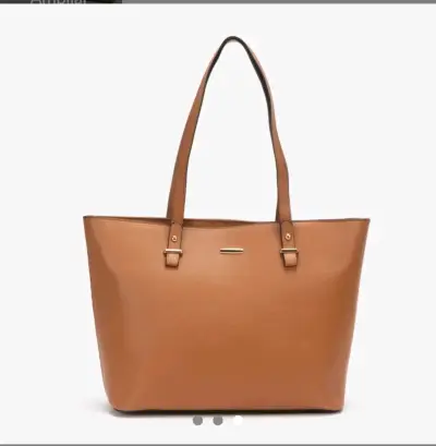 Bolso tote de cuero sintético color camel - miniatura 1