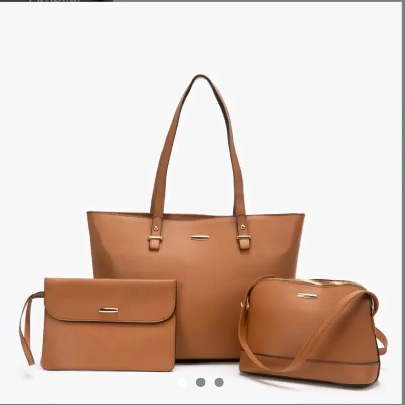 Bolso tote de cuero sintético color camel - 3