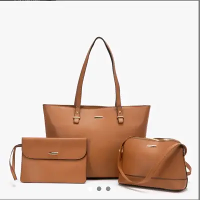 Bolso tote de cuero sintético color camel - miniatura 3