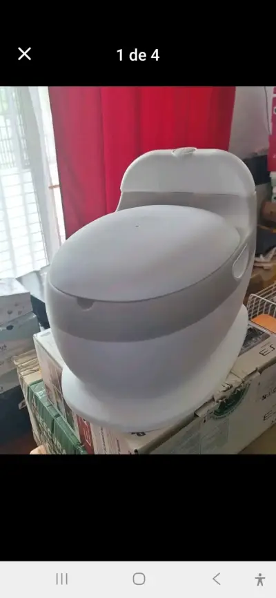 Bacinica infantil roja y blanca con asiento cómodo - miniatura 3