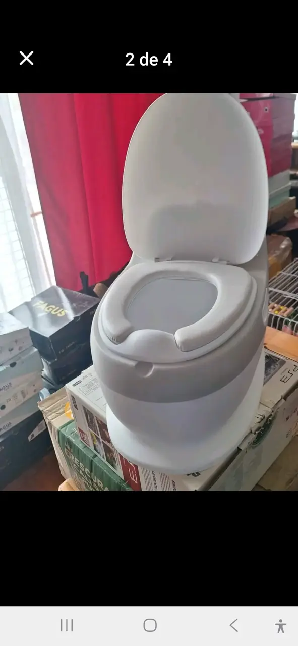 Bacinica infantil roja y blanca con asiento cómodo - 4