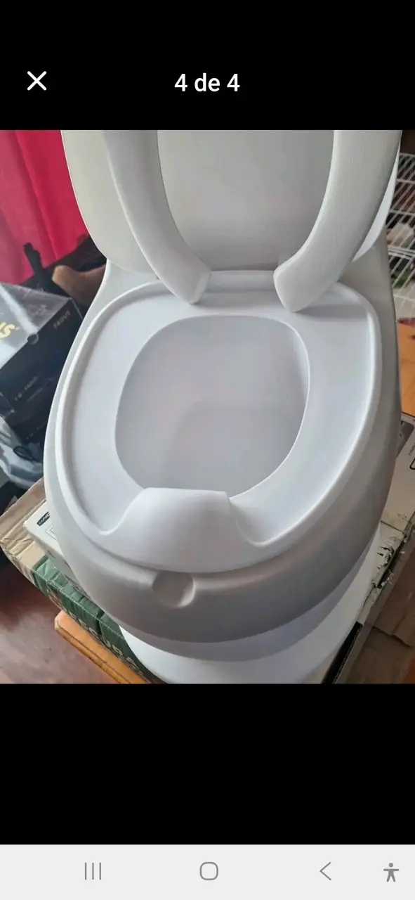 Bacinica infantil roja y blanca con asiento cómodo - 5