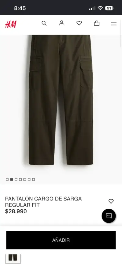 Pantalón cargo de sarga negro H&M - miniatura 1