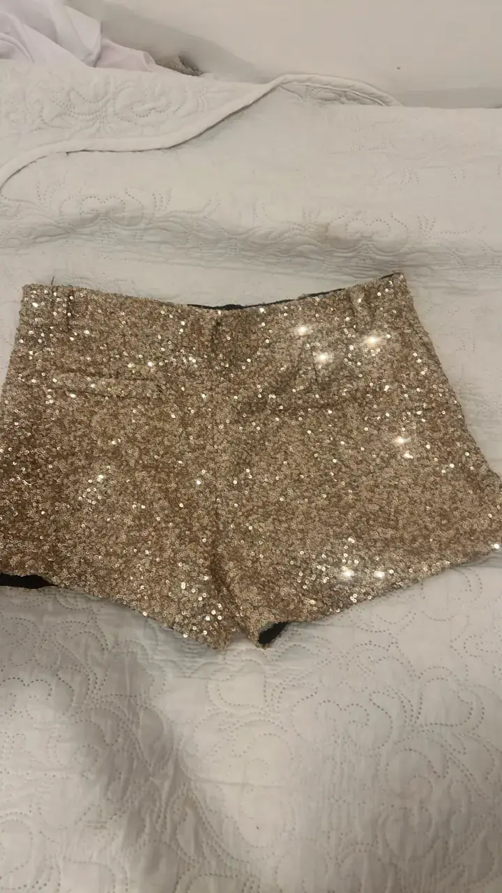 Shorts dorados con lentejuelas talla L - 2