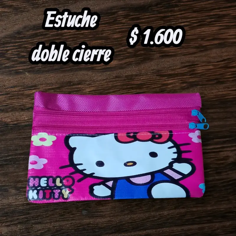 Estuche doble cierre Hello Kitty rosa