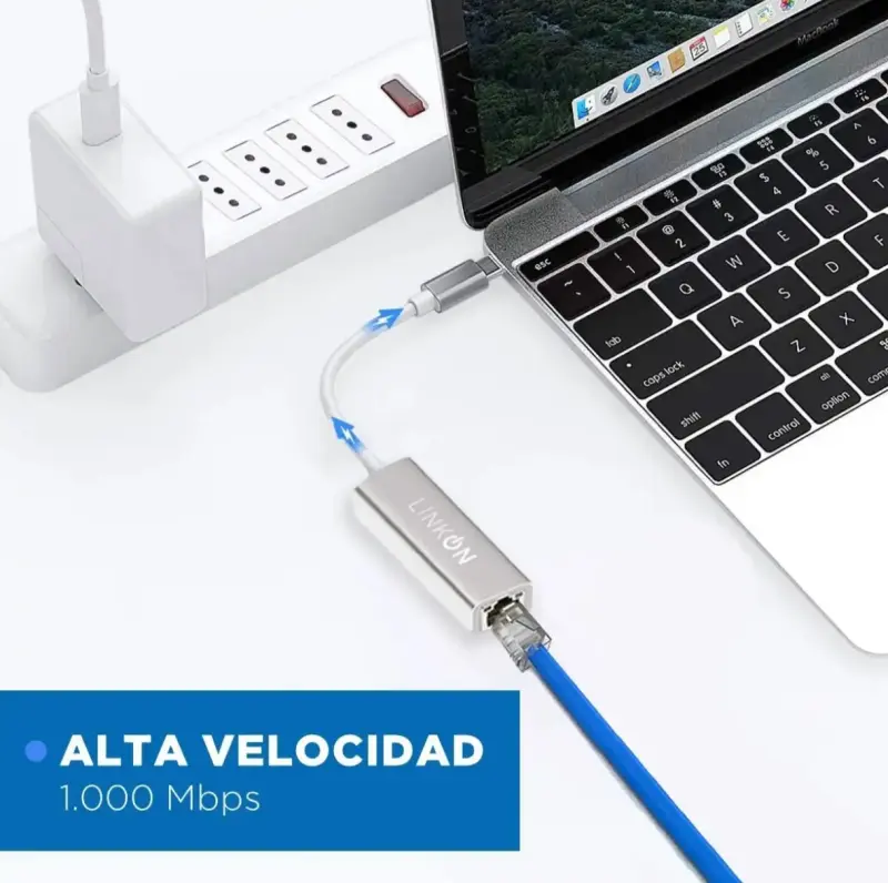Adaptador USB-C a Ethernet LinkOn Alta Velocidad - 1