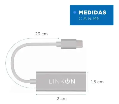 Adaptador USB-C a Ethernet LinkOn Alta Velocidad - miniatura 6