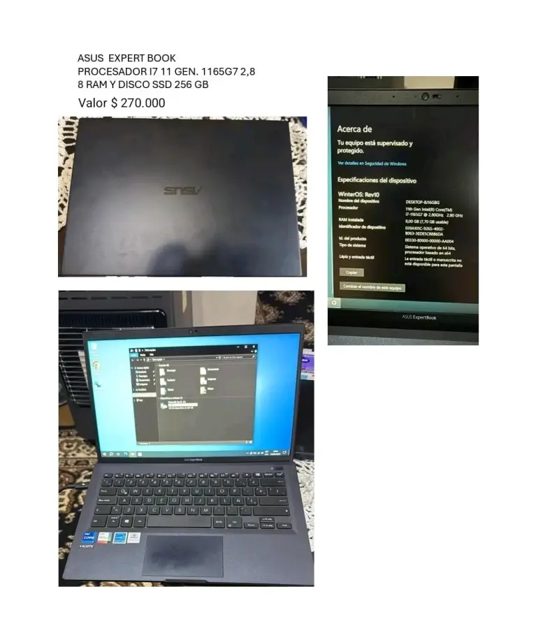 Laptop ASUS ExpertBook i7 11va Gen 8GB RAM 256GB SSD