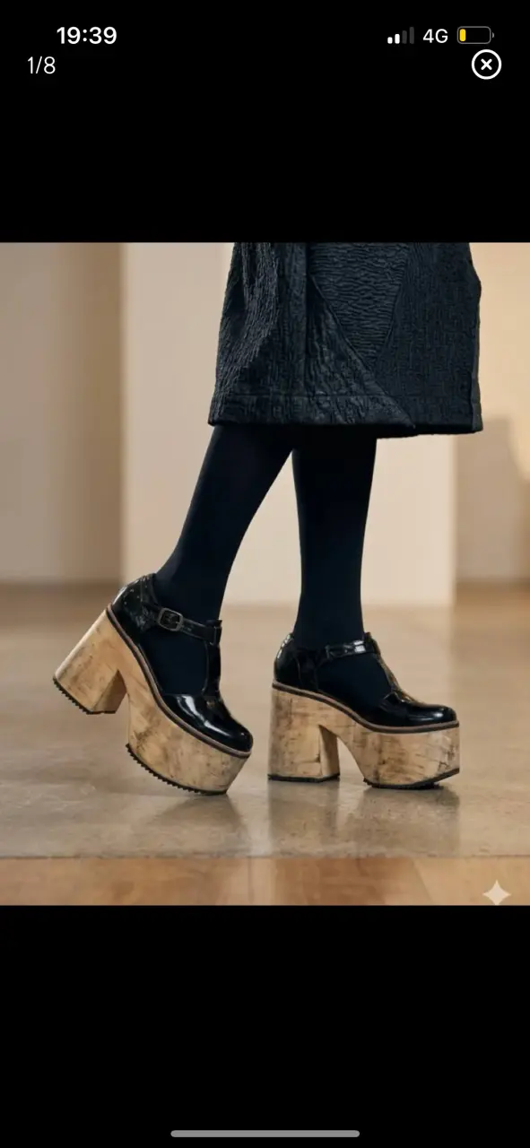 Zapatos de plataforma negros con tacón grueso - 1