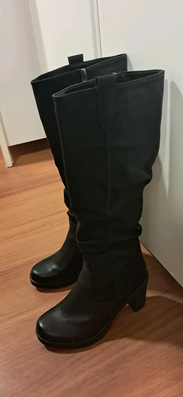 Botas negras mujer via uno con tacón 8 cm talla 38 - 3