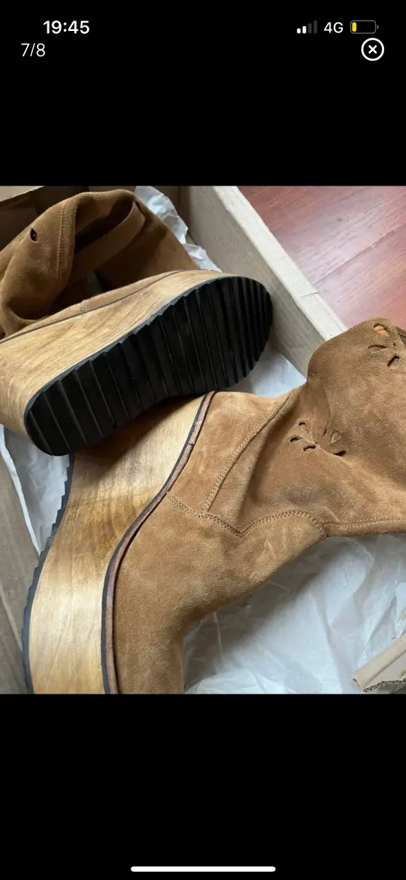 Botas plataforma de gamuza marrón con diseño calado - 5