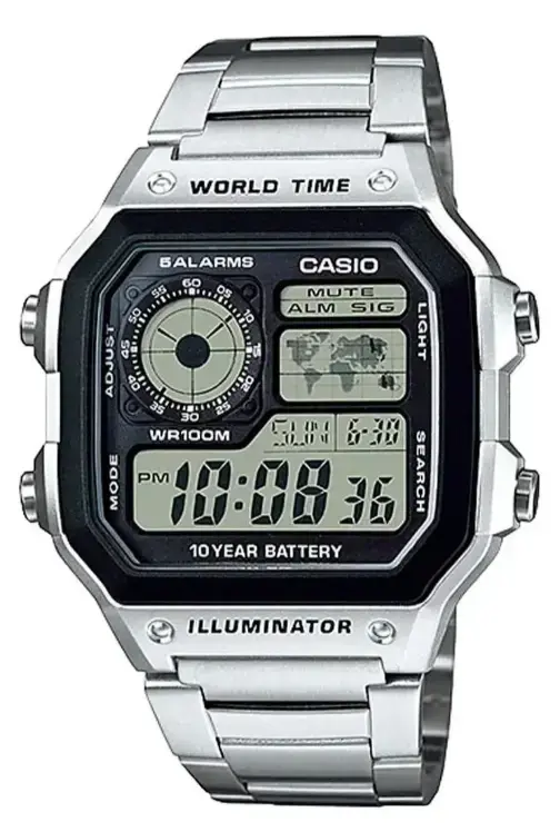 Reloj Casio Digital Ae-1200whd-1av Plateado Negro - 1