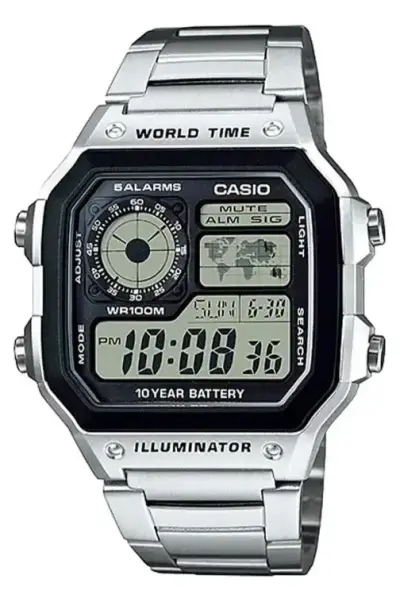 Reloj Casio Digital Ae-1200whd-1av Plateado Negro - miniatura 1