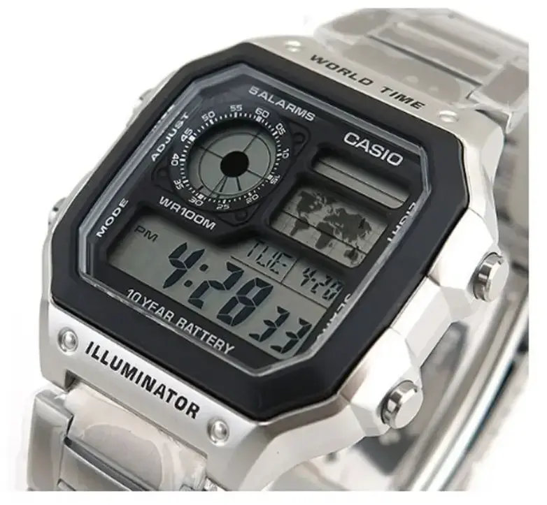 Reloj Casio Digital Ae-1200whd-1av Plateado Negro - 3