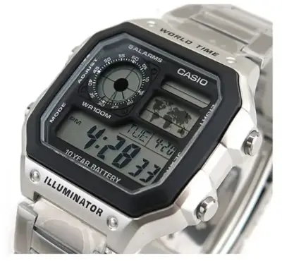 Reloj Casio Digital Ae-1200whd-1av Plateado Negro - miniatura 3