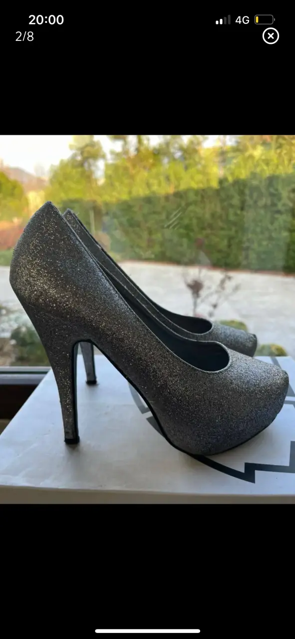 Tacones Altos Plateados con Brillo para Mujer - 1