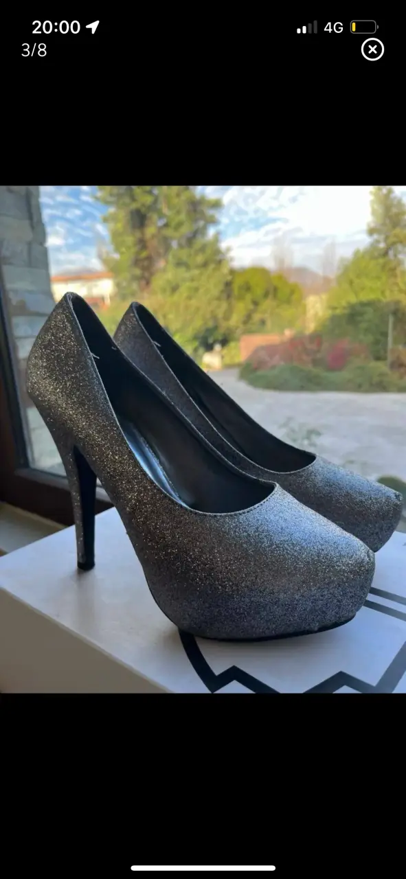 Tacones Altos Plateados con Brillo para Mujer - 3