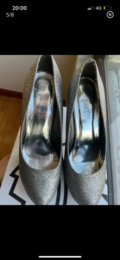 Tacones Altos Plateados con Brillo para Mujer - miniatura 5