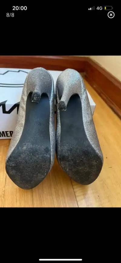 Tacones Altos Plateados con Brillo para Mujer - miniatura 6