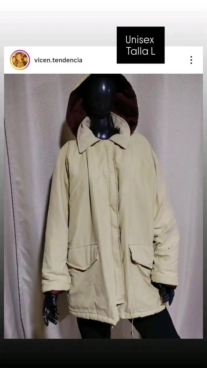 Parka unisex beige con capucha talla L