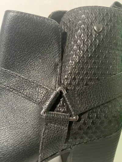 Botines de cuero negro con tacón medio - miniatura 2