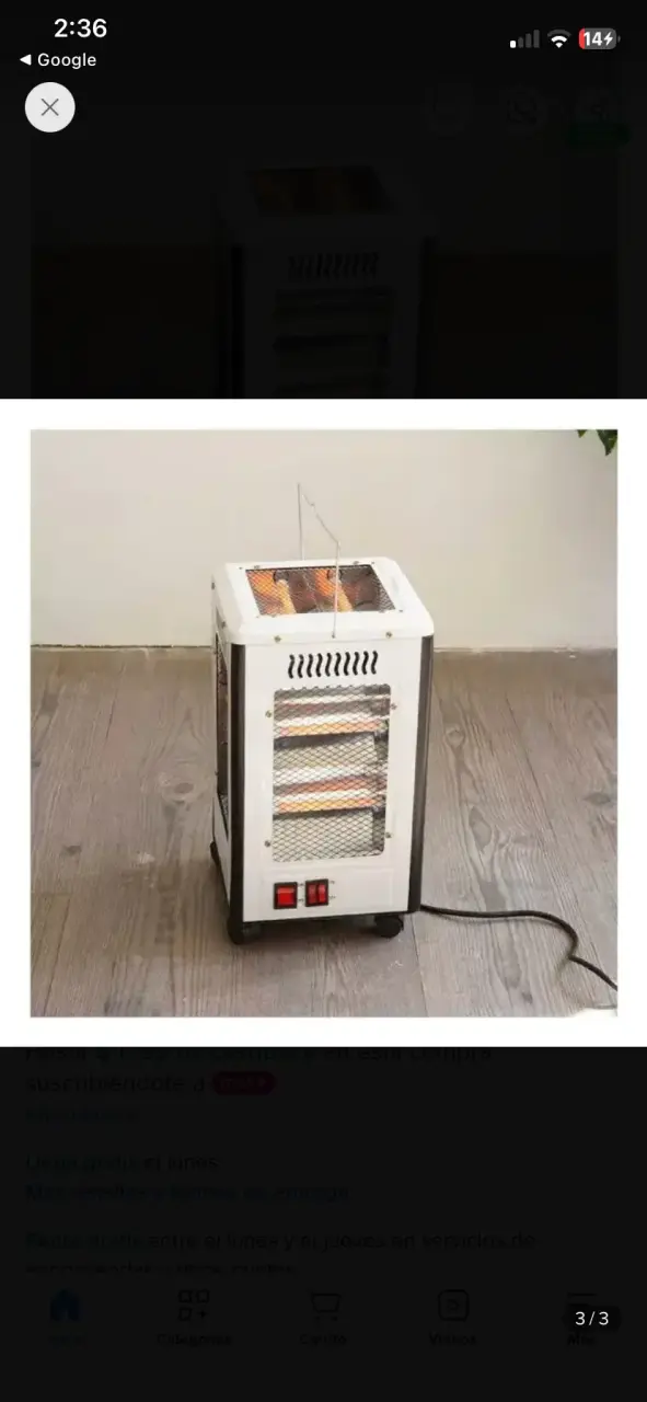 Calefactor eléctrico portátil compacto