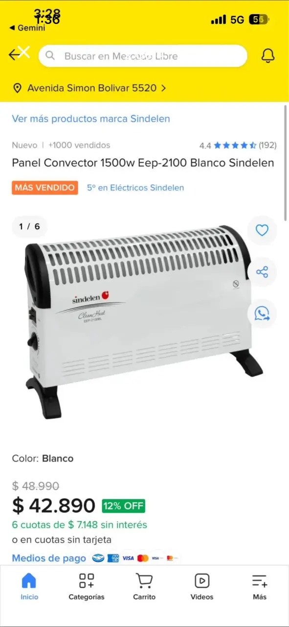 Estufa electrica Sindelen