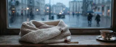 Bufanda infinita de lana beige con botones decorat - miniatura 1
