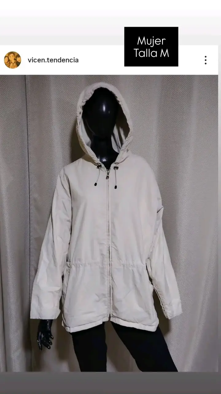 Chaqueta beige con capucha para mujer talla M